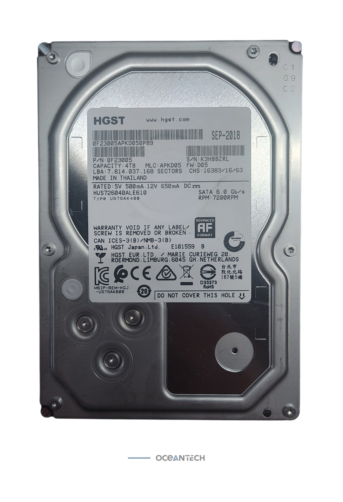 HGST 0F23005 4TB, 7200RPM, 3.5 in Internal hard Drive APKD05