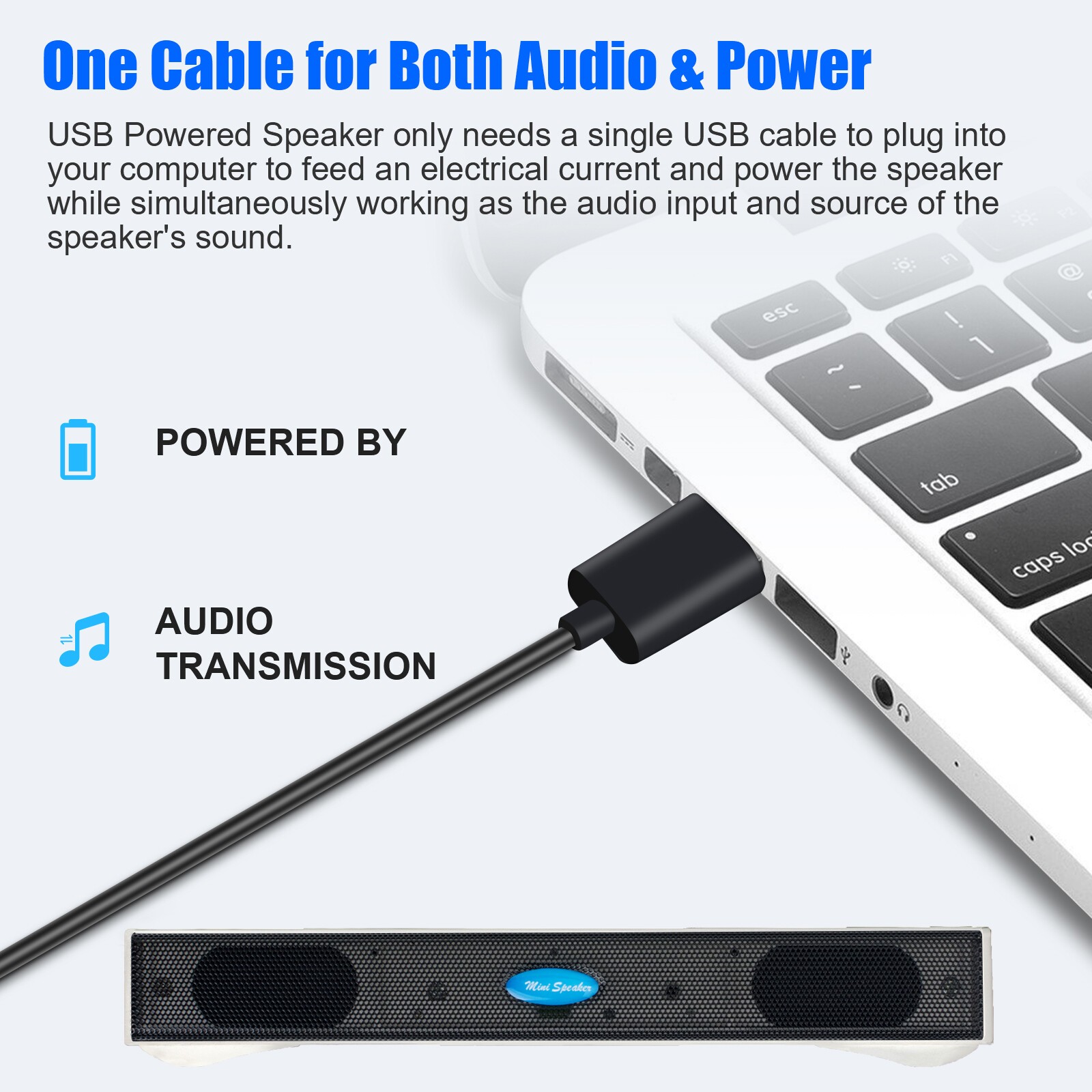 2.0 Stereo Sound Computer Mini Speakers USB Wired Soundbar for Desktop PC Laptop