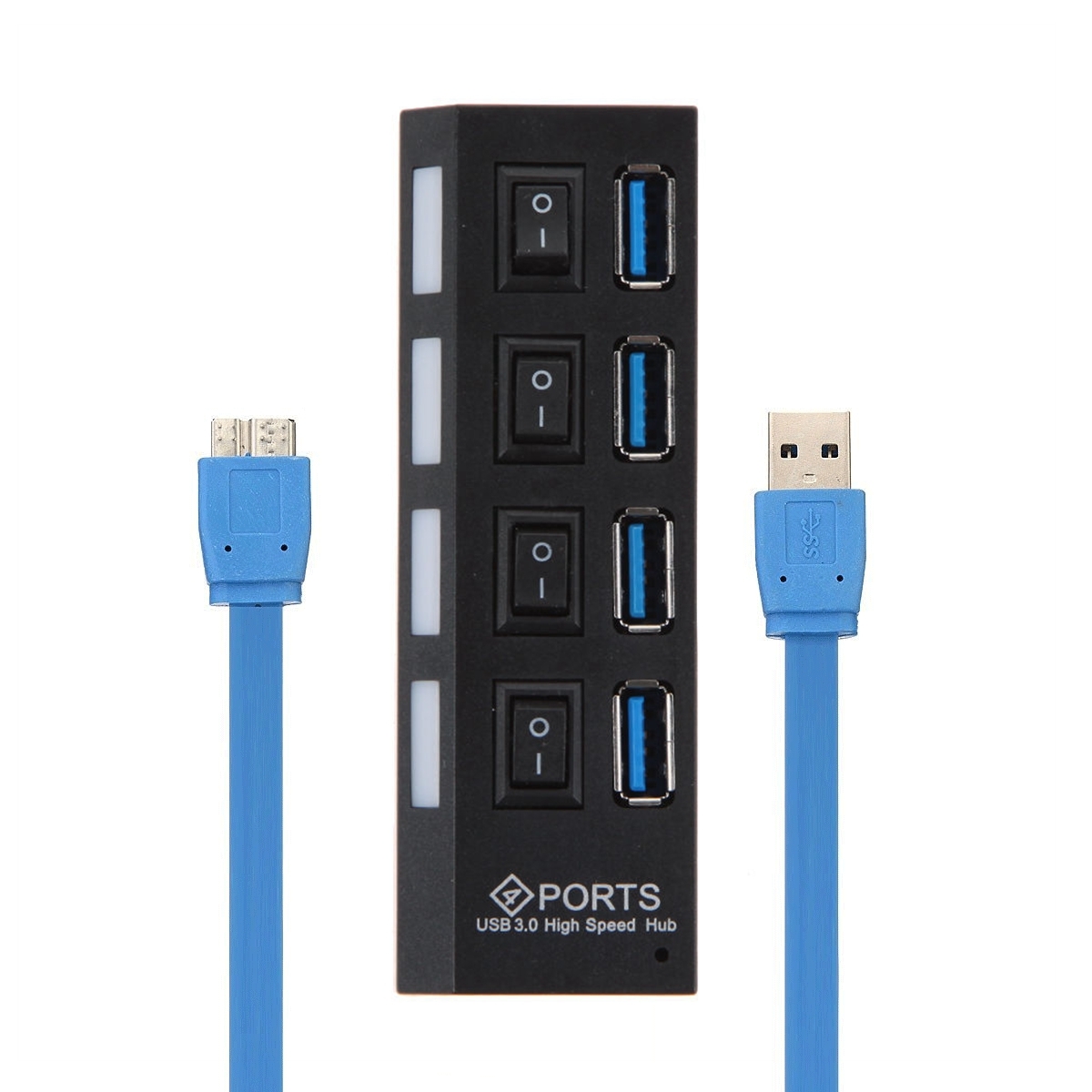 NEW 4 Ports USB 3.0 Hub Speed up to 5Gbps for PC laptop with on/off switch Black