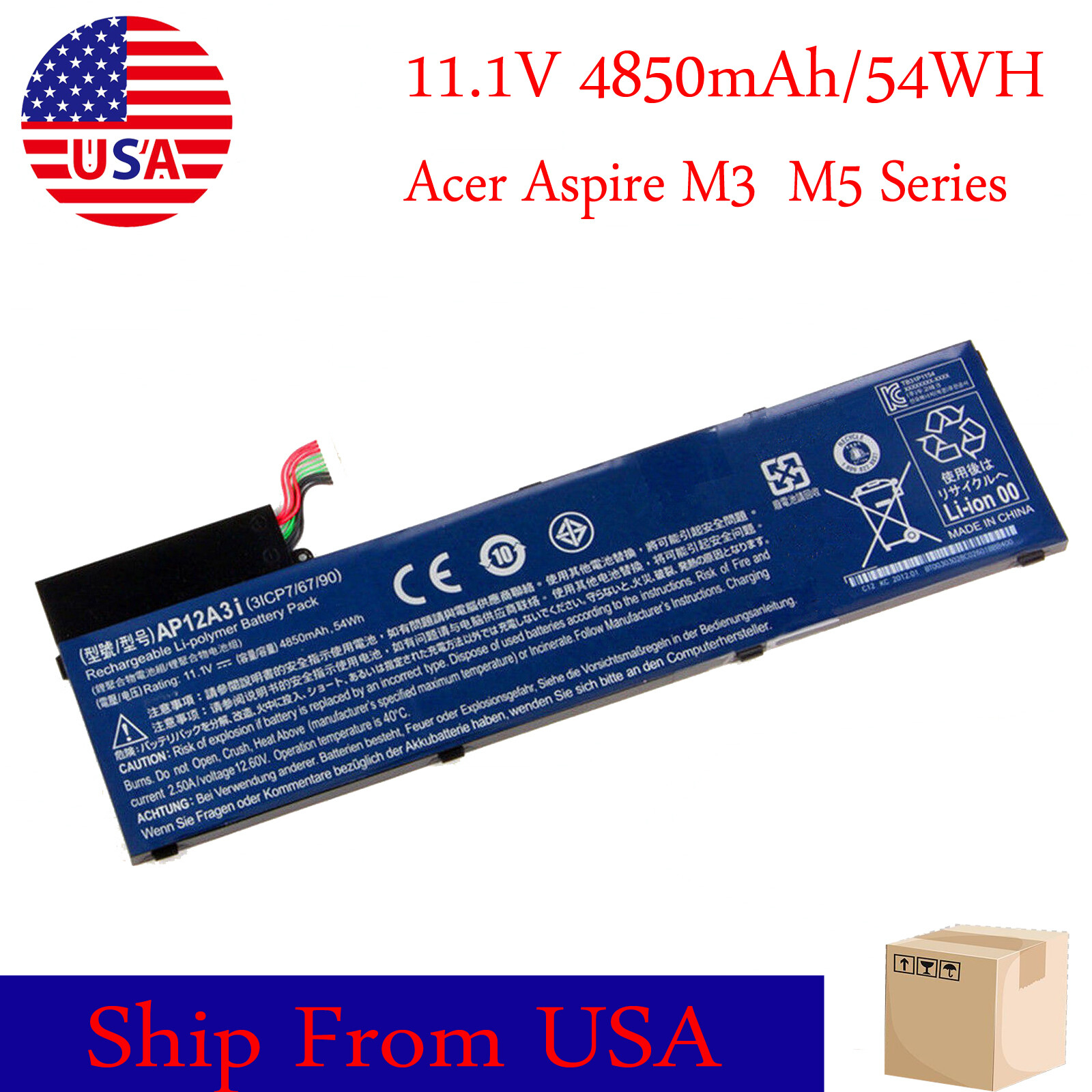 AP12A3i AP12A4i 3ICP76790 Laptop Battery for Acer TravelMate X483 X483G