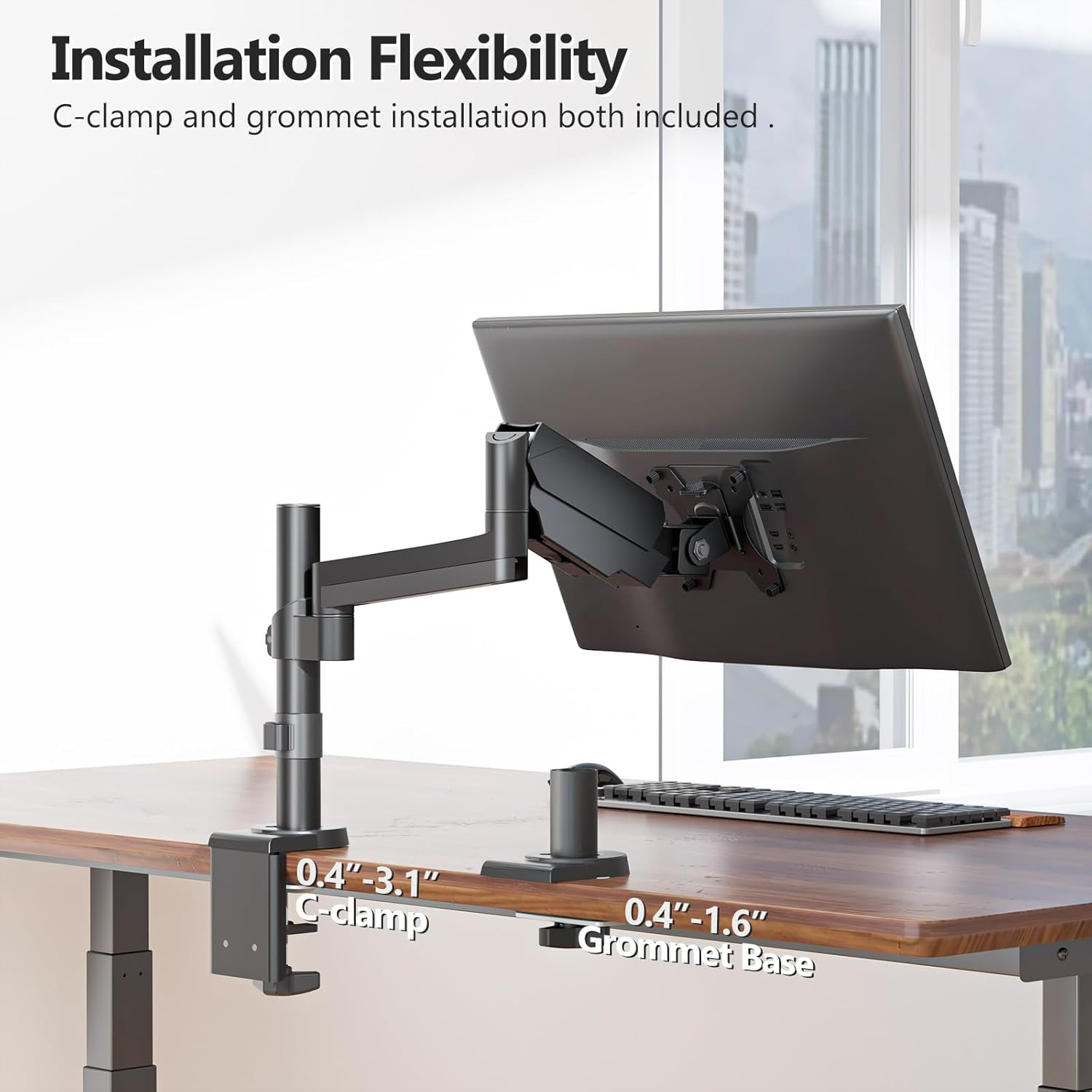 Single Monitor Mount, Computer Monitor Stand for Desk 17-32 Inch, Monitor Arm De