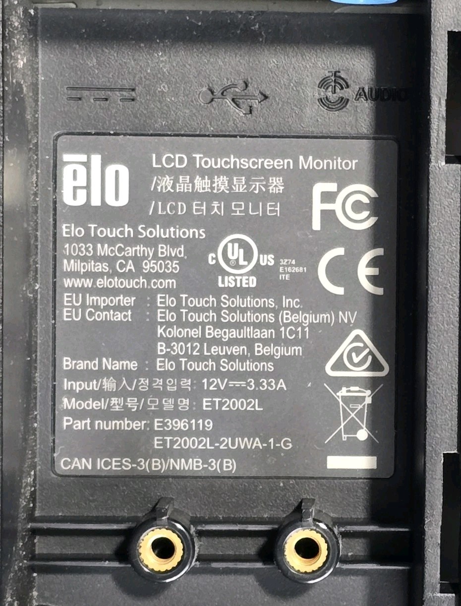 Elo ET2002L LCD Touchscreen Monitor Display Desktop 20in ET2002L-2UWA-1-G Read