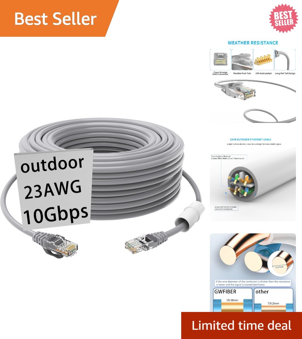 25 ft Cat 6 Heavy Duty Ethernet Cable – High-Speed & Weatherproof Technology