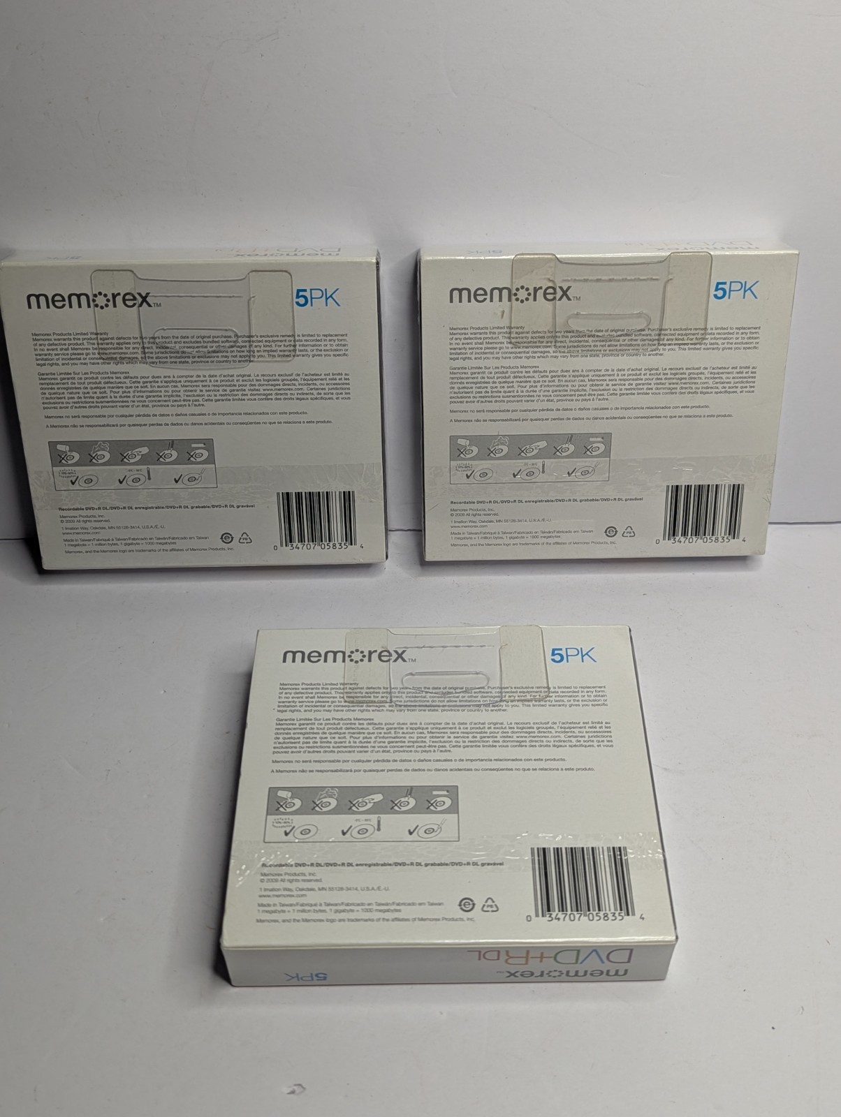 3 Memorex DVD+R DL Dual Layer 5 Pack Sealed DVD+RDL New Sealed 8x 8.5 GB 240 min