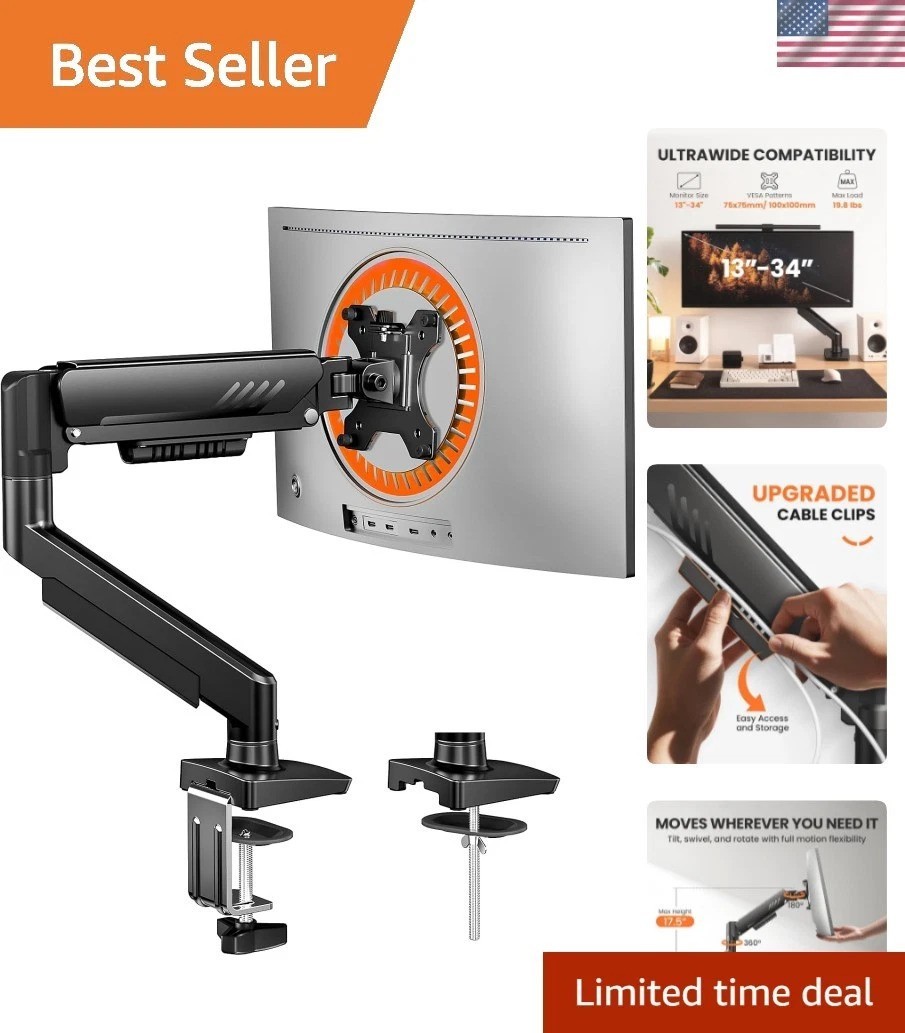 Ergonomic Fully Adjustable Monitor Mount with Cable Management – VESA 100x100mm