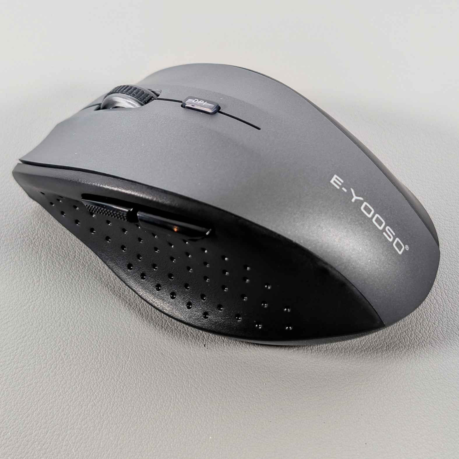 Wireless Mouse – Gray | Ergonomic Grip | Side Buttons Scroll Wheel USB Receiver