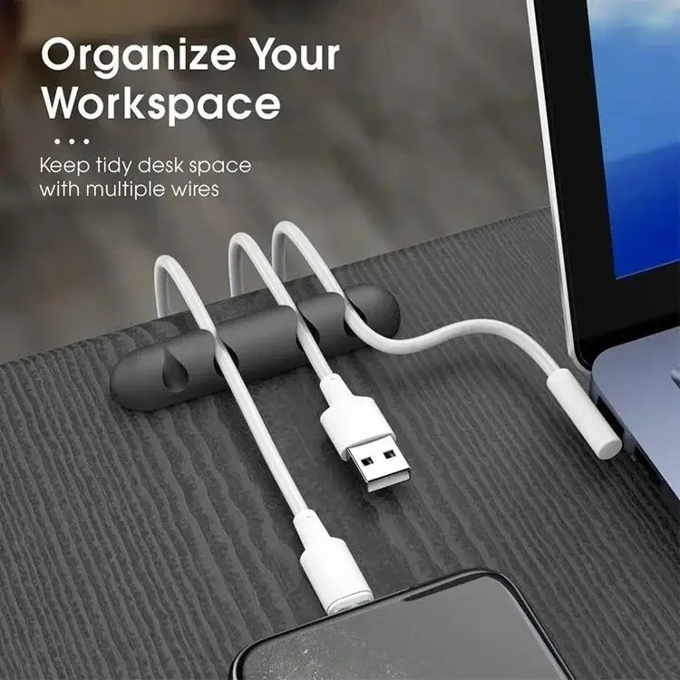 Cable Holder Clips Cable Management Cord Organizer Silicone USB Charging Cable