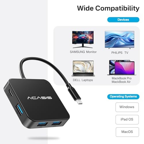 USB C Hub 10Gbps, Multiport Adapter with 4K 60Hz HDMI, 100W Power Black