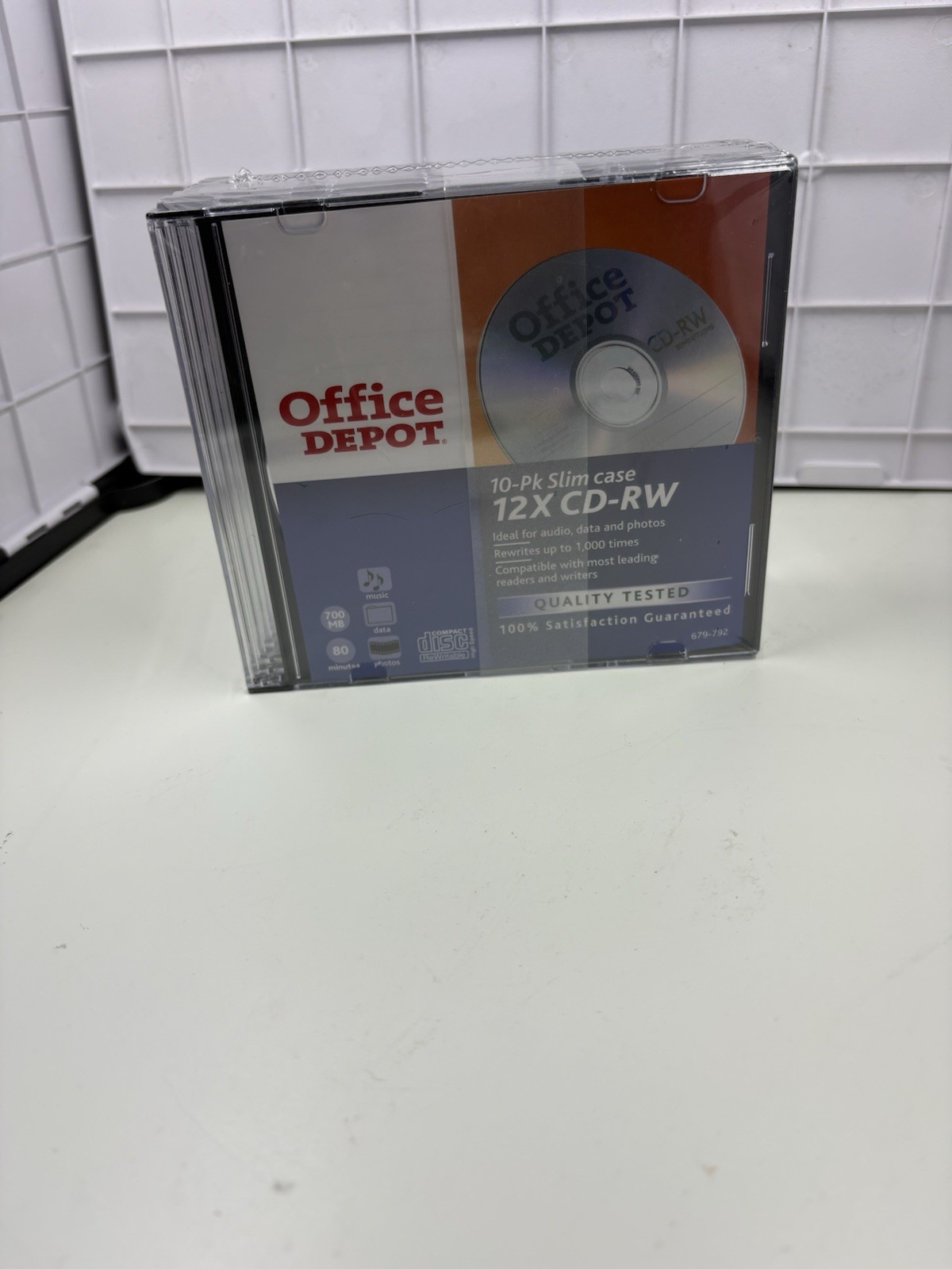 Office Depot Brand 10 Pack CD-RW 12X Speed 700MB 80Min Music Data Photos Sealed