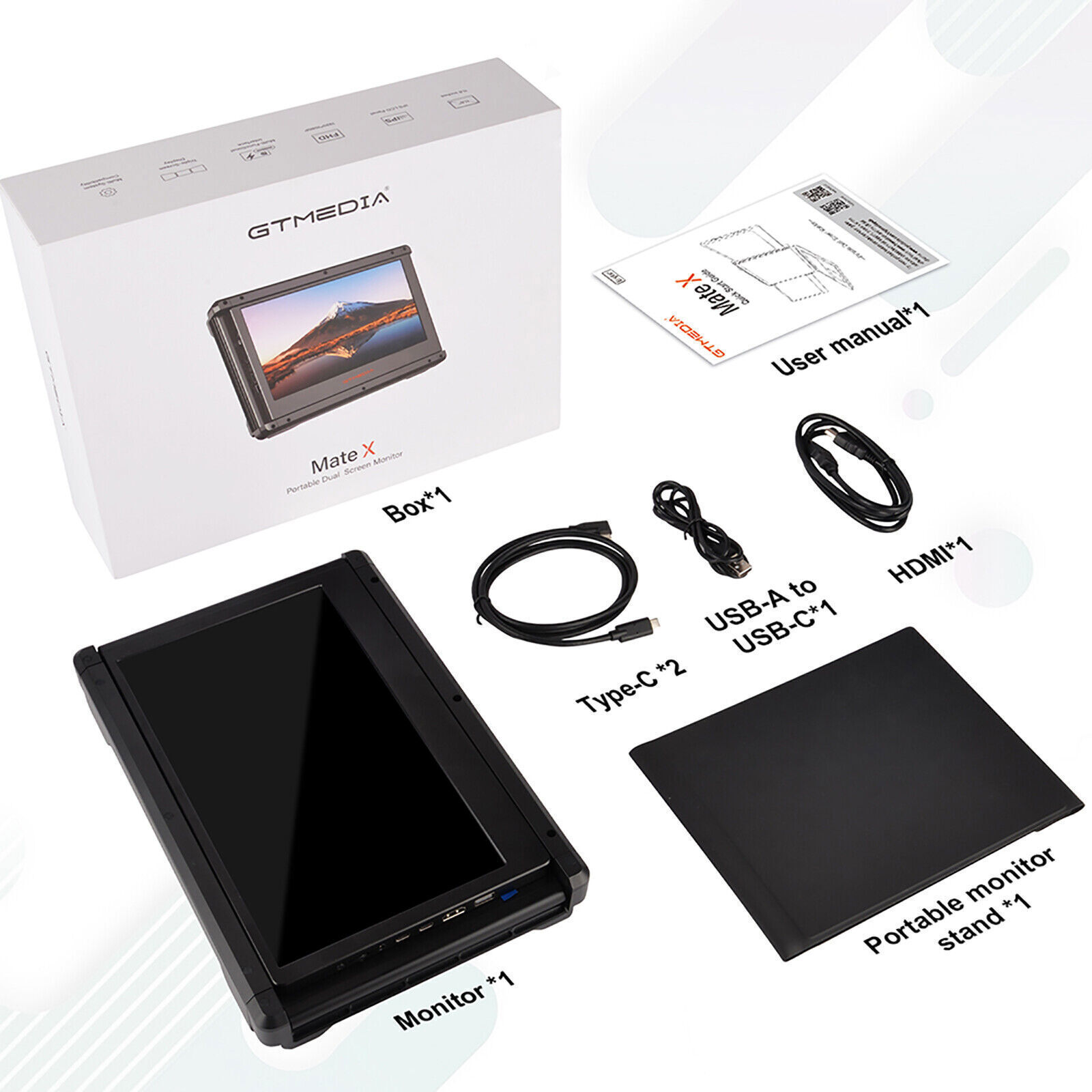 11.6” Triple Portable Monitor Laptop Monitor Extender Dual Screen FHD HDMI USBC