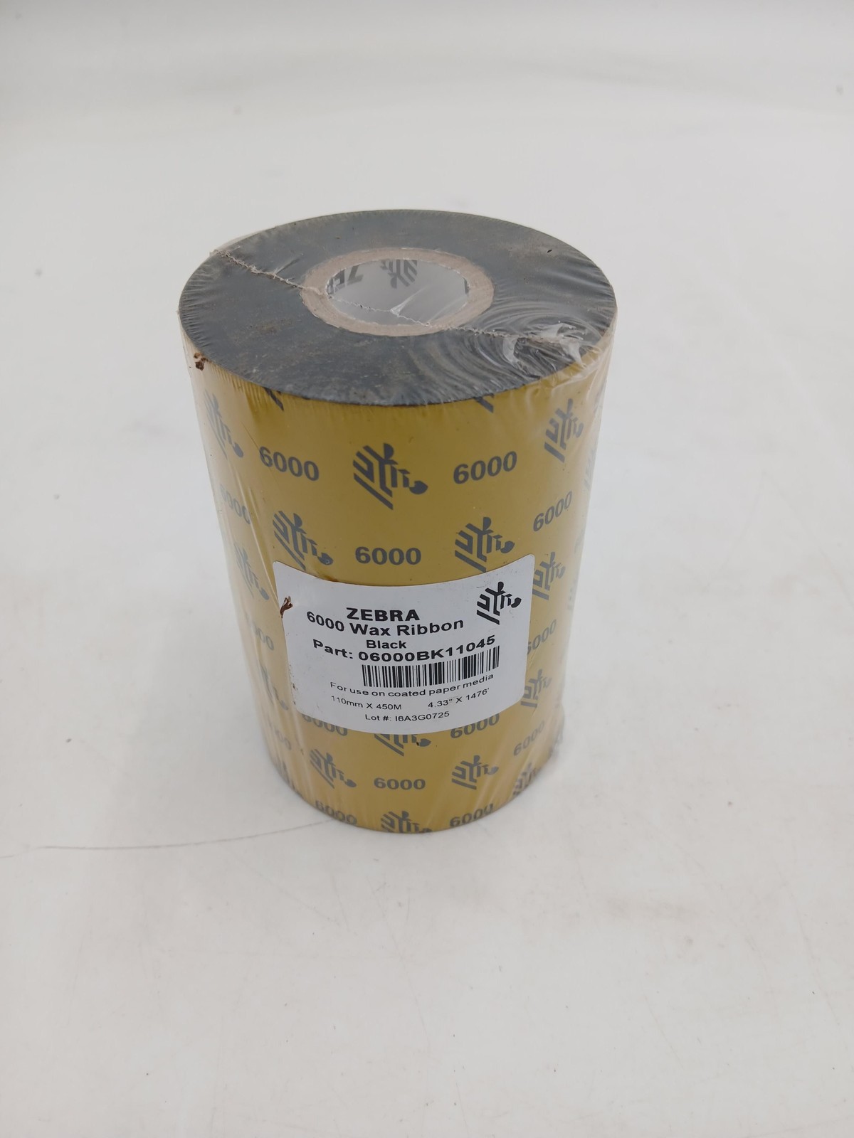 Zebra 6000 Wax Thermal Transfer Ribbon For Printer 110mm X 450M Black New