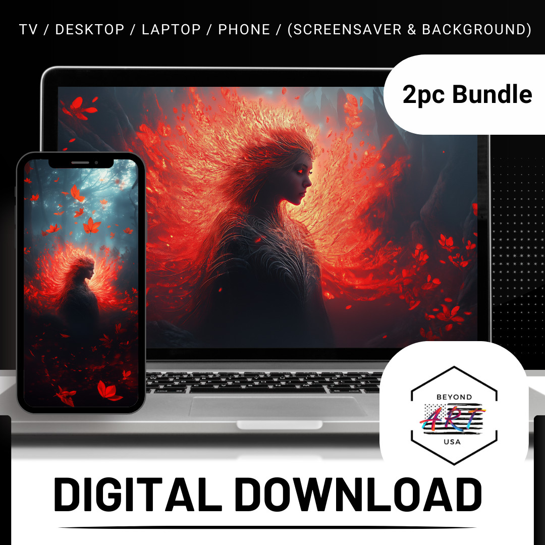 beautiful woman in fanta – Laptop + Phone 2PC Digital Download Background SKU31