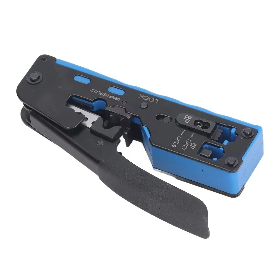 RJ45 pass through Crimp Tool Kit with Tester, Wire Stripper, 20 Cat6 Connectors