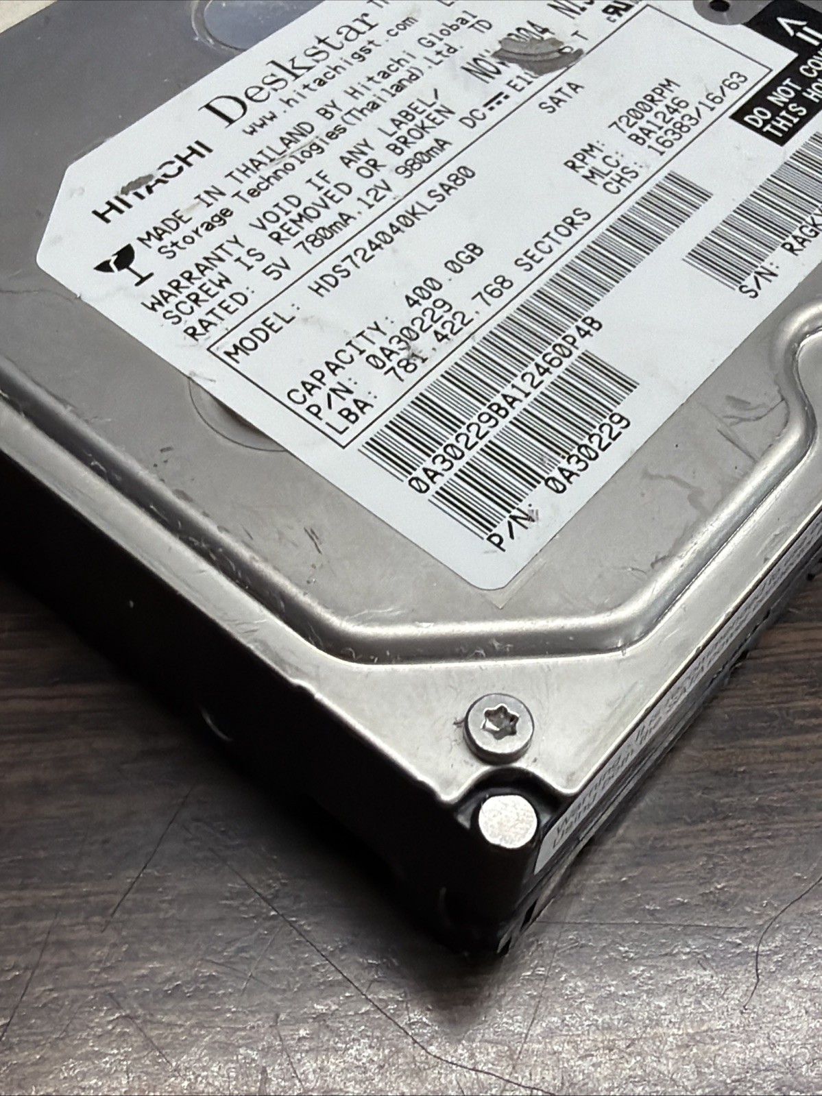 Hitachi Deskstar 400GB 7200RPM SATA 3.5” HDD HDS724040KLSA80 Tested