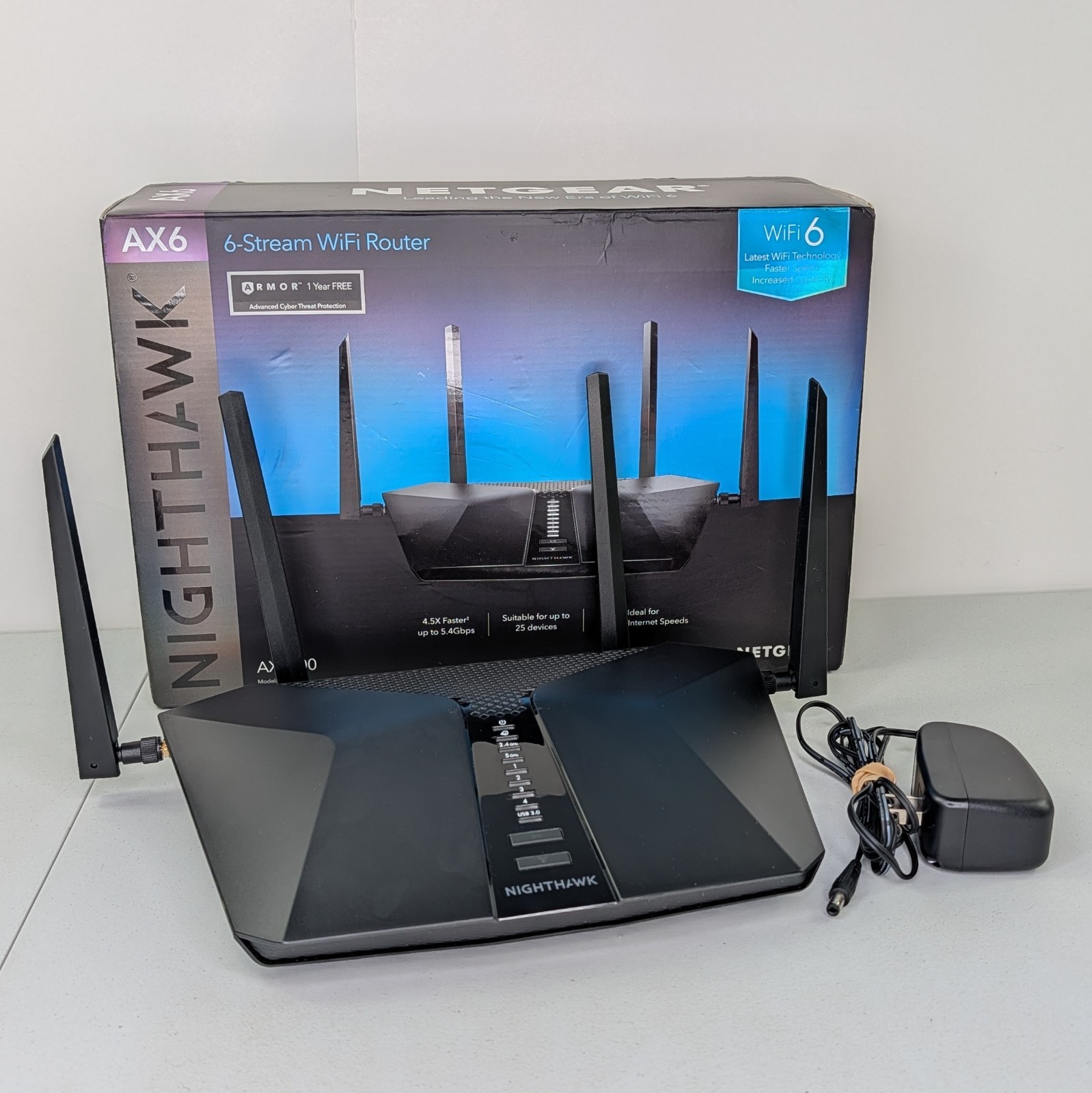 NETGEAR Nighthawk AX5400 AX6 6-Stream WiFi 6 Router RAX50 With Box