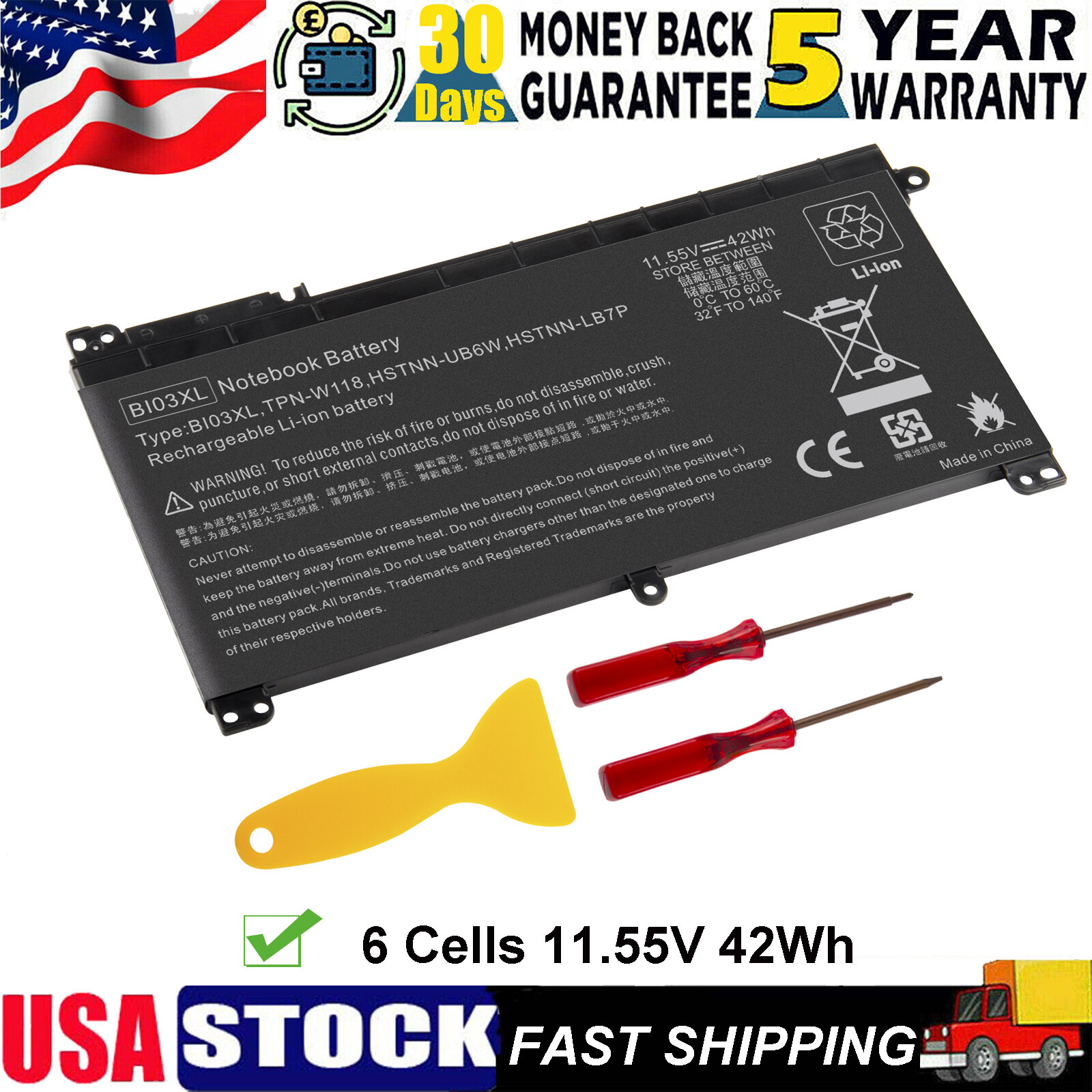 BI03XL Laptop Battery For HP STREAM 14-AX Pavilion X360 13-U 844203-855 ON03XL
