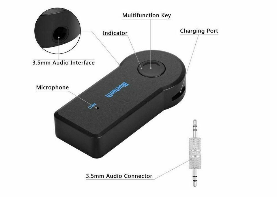 Wireless Bluetooth Receiver 3.5mm AUX Audio Stereo Music Hands Free