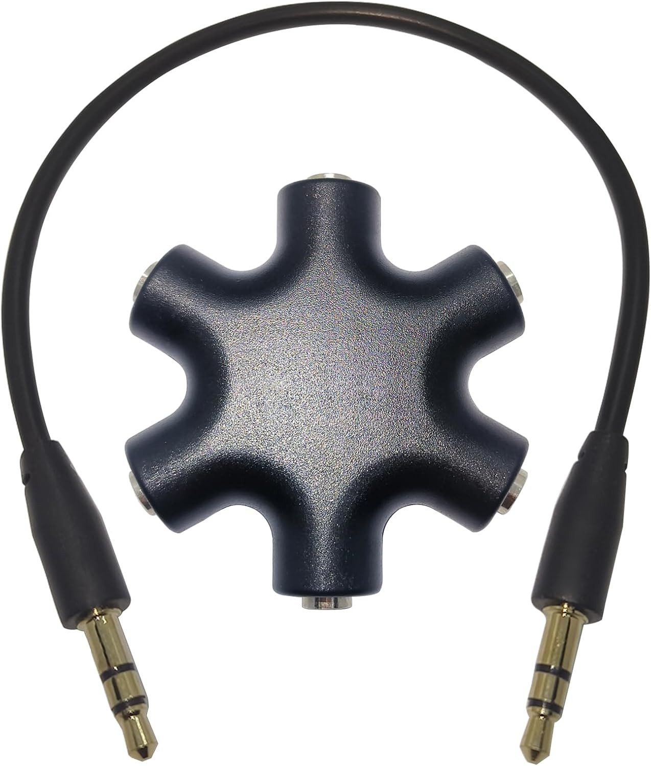 5-Jack Audio Headphone Splitter 5 Way for 3.5mm Devices Multi 1 pack, Black