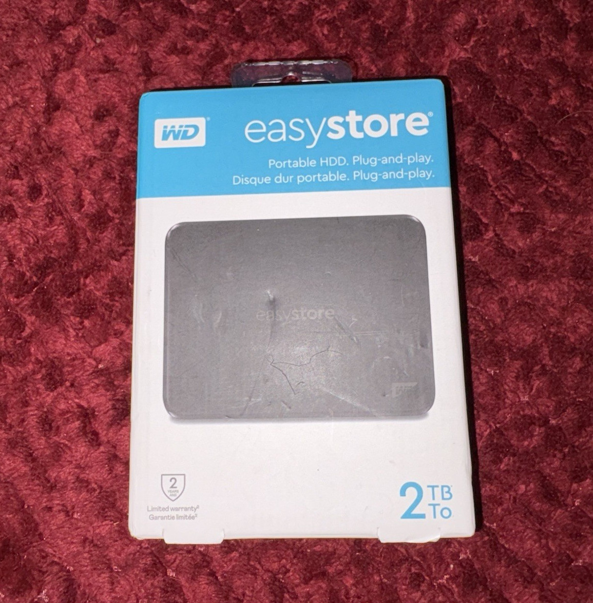 WD easystore 2TB Portable External HDD USB Plug-and-Play Black