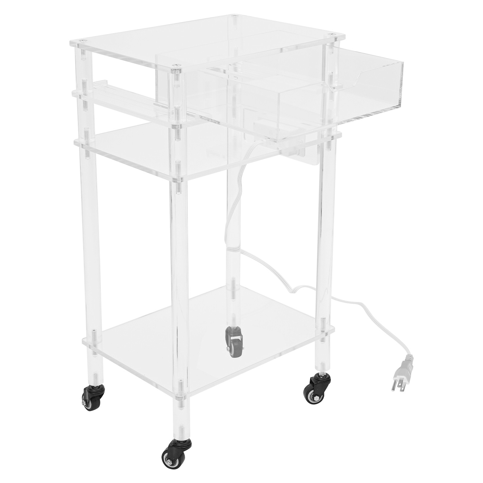 3-tier Acrylic Printer Stand, 44.09lbs Load Printer Stand with a Drawer&Wheels