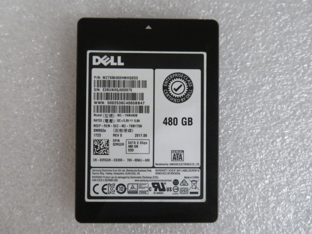 Samsung SM863a 480Gb 99% Health 2.5″ SATA 6.0Gbps SSD MZ7KM480HMHQ DELL 02RGGR
