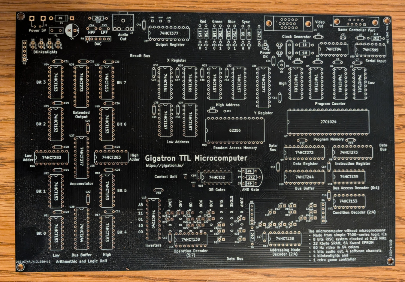 Gigatron TTL PCB (DIY single board 8-bit computer)