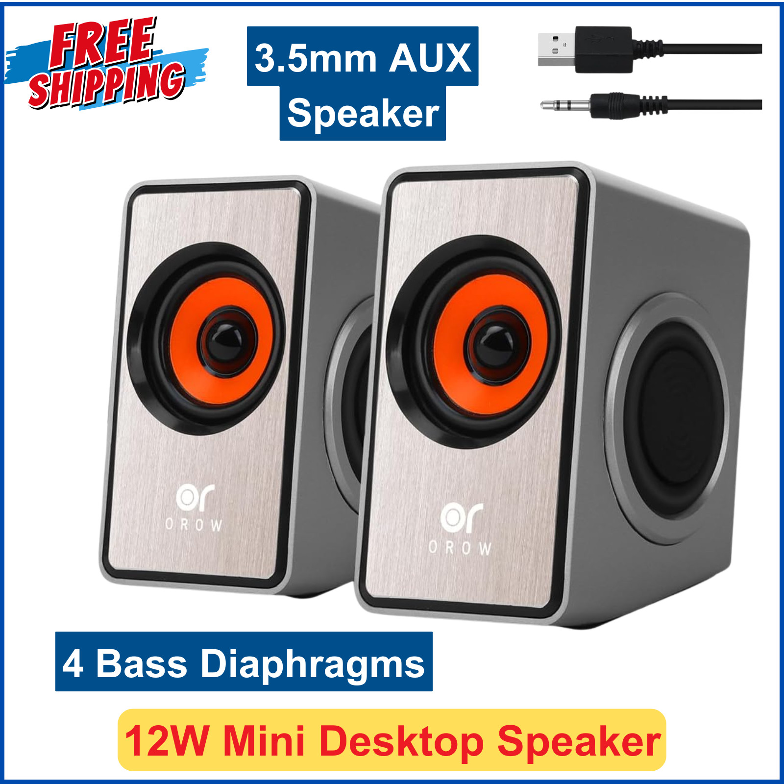 PC Computer Speakers With Surround Sound USB Wired Laptop Deep Bass For Desktop