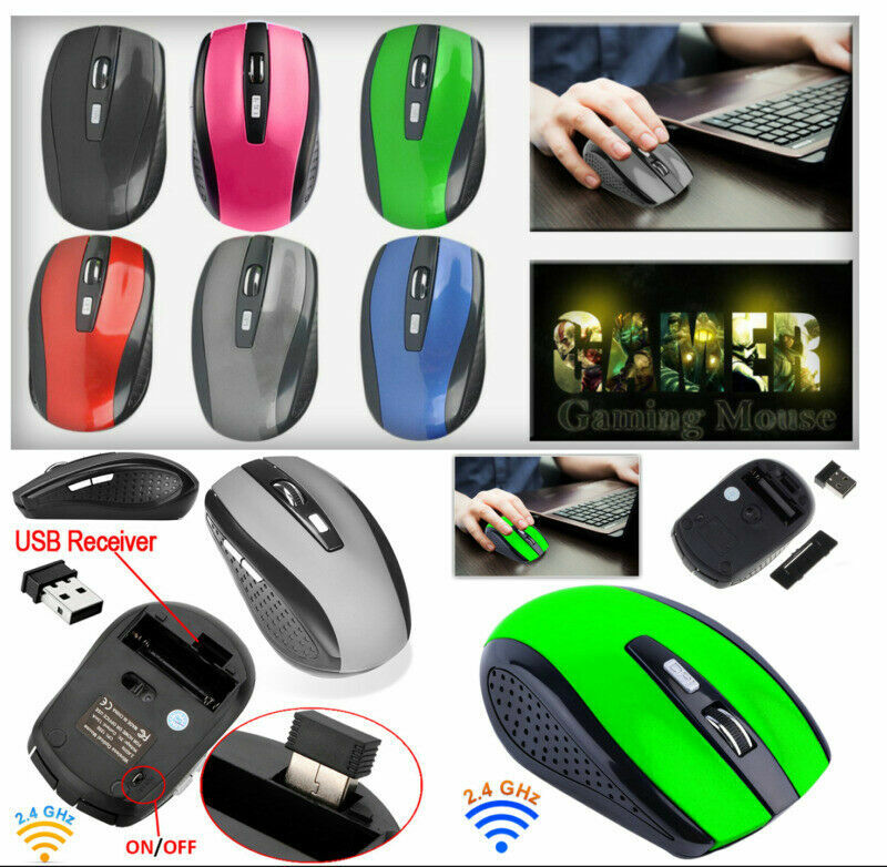 2 Wireless Optical Mouse Mice & USB Receiver For PC Laptop Computer DPI 2.4GHz