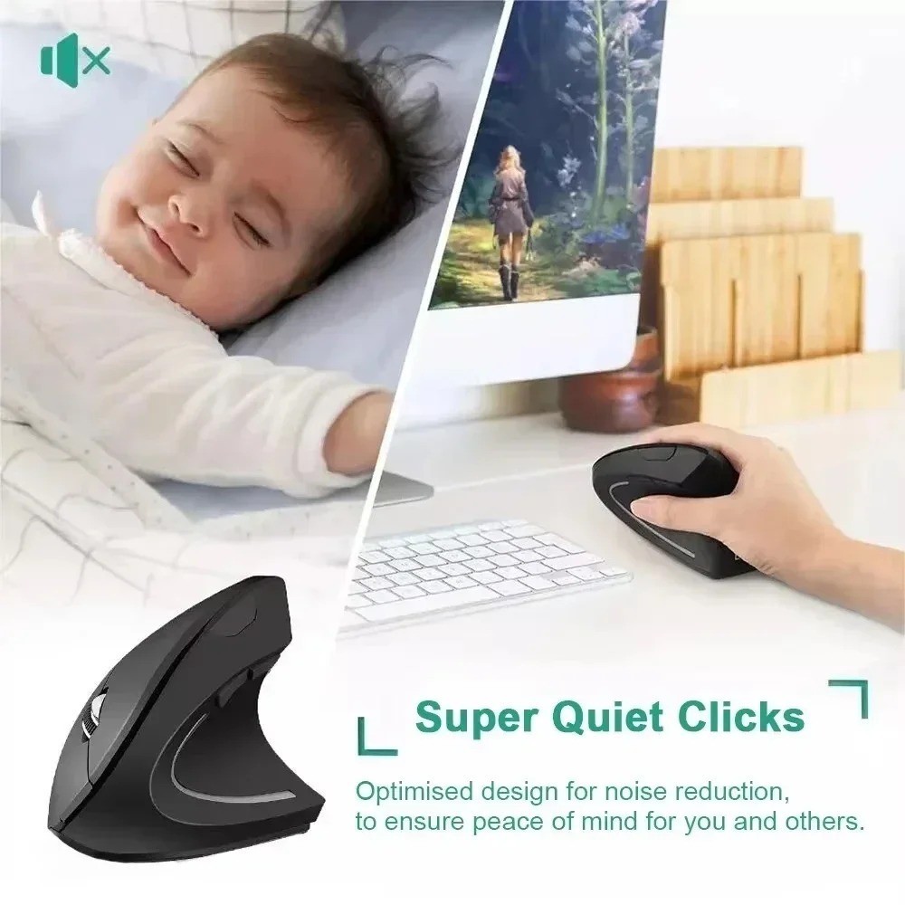 Wireless Ergonomic Design Vertical Optical Mouse Mice for Computer Laptop 2.4GHz