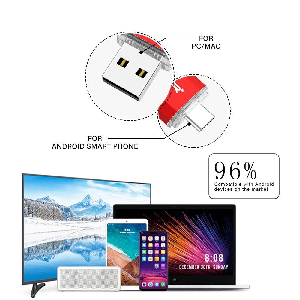 Type-C OTG USB Flash Drive 2-in-1 Memory Photo Stick Pen Drive Android PC Mac 2T