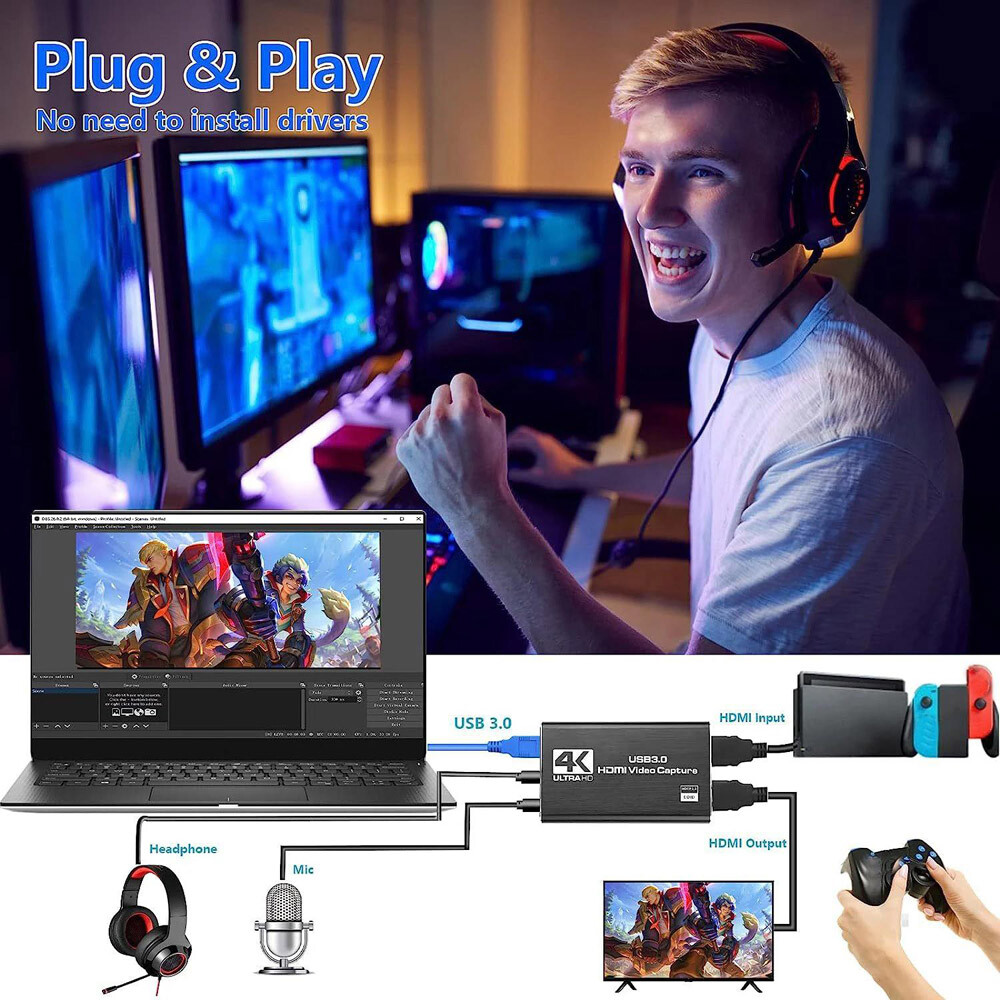 4K Audio Video Capture Card USB 3.0 HDMI Video Capture Device Full LOT Recording