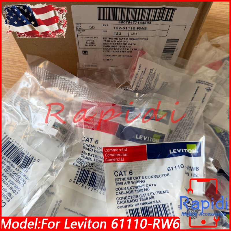 100 PCS For Leviton 61110-RW6 61110RW6 Cat 6 Keystone jack Gigabit RJ45 White