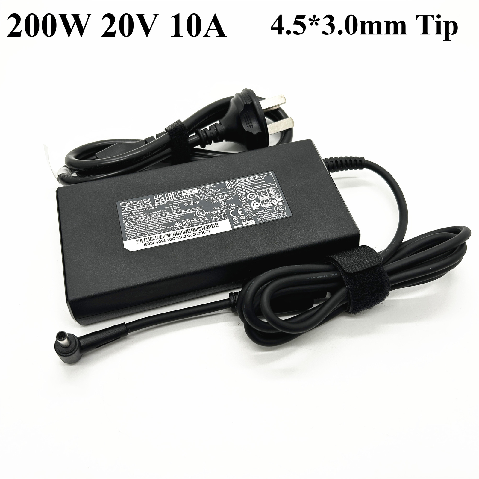 Chicony MSI A21-200P2B Laptop 20V 10A 200W Charger 4.5*3.0mm AC Adapter