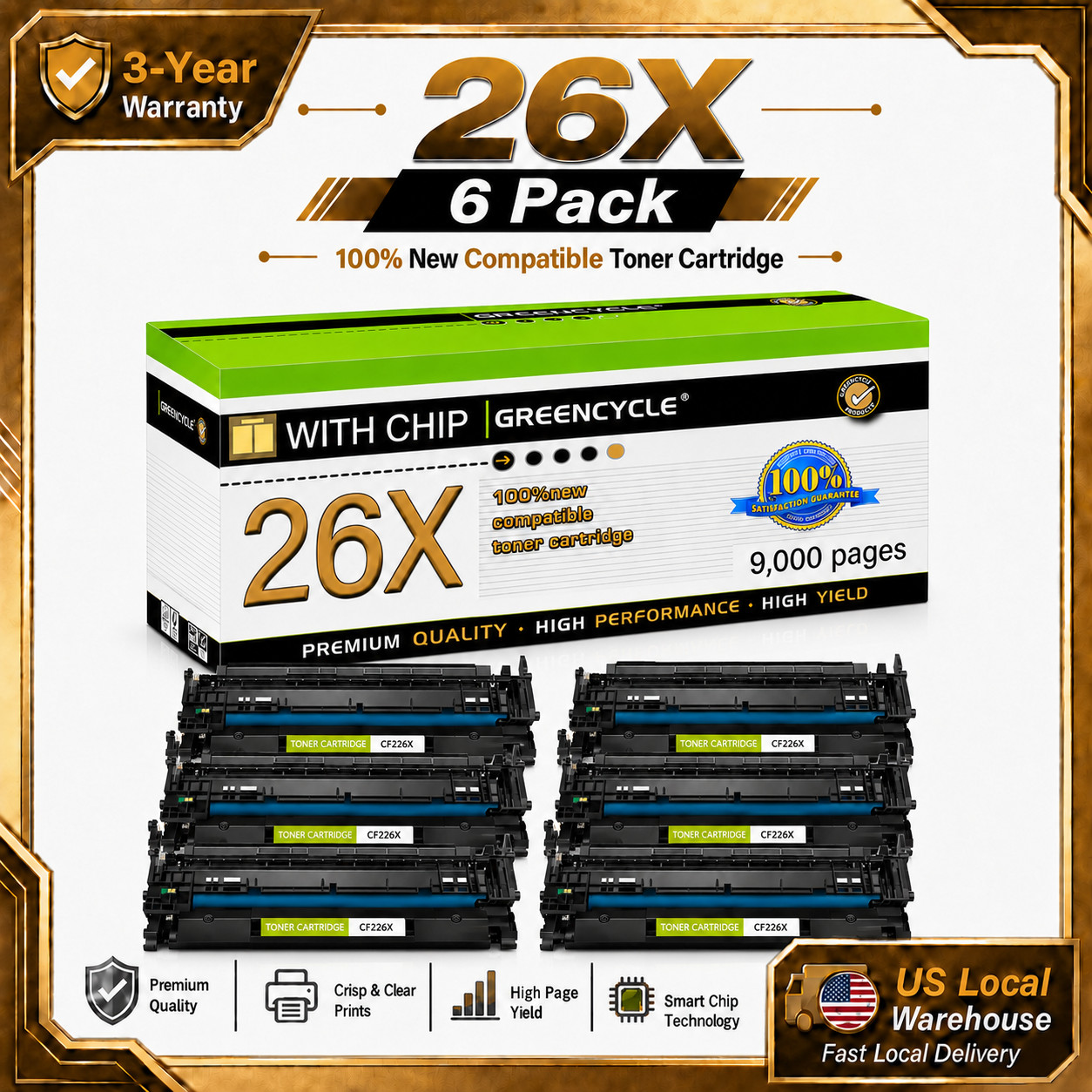 6 PK CF226X Toner Cartridge For HP 26X Fit For LaserJet Pro M402dne M402n M402dn