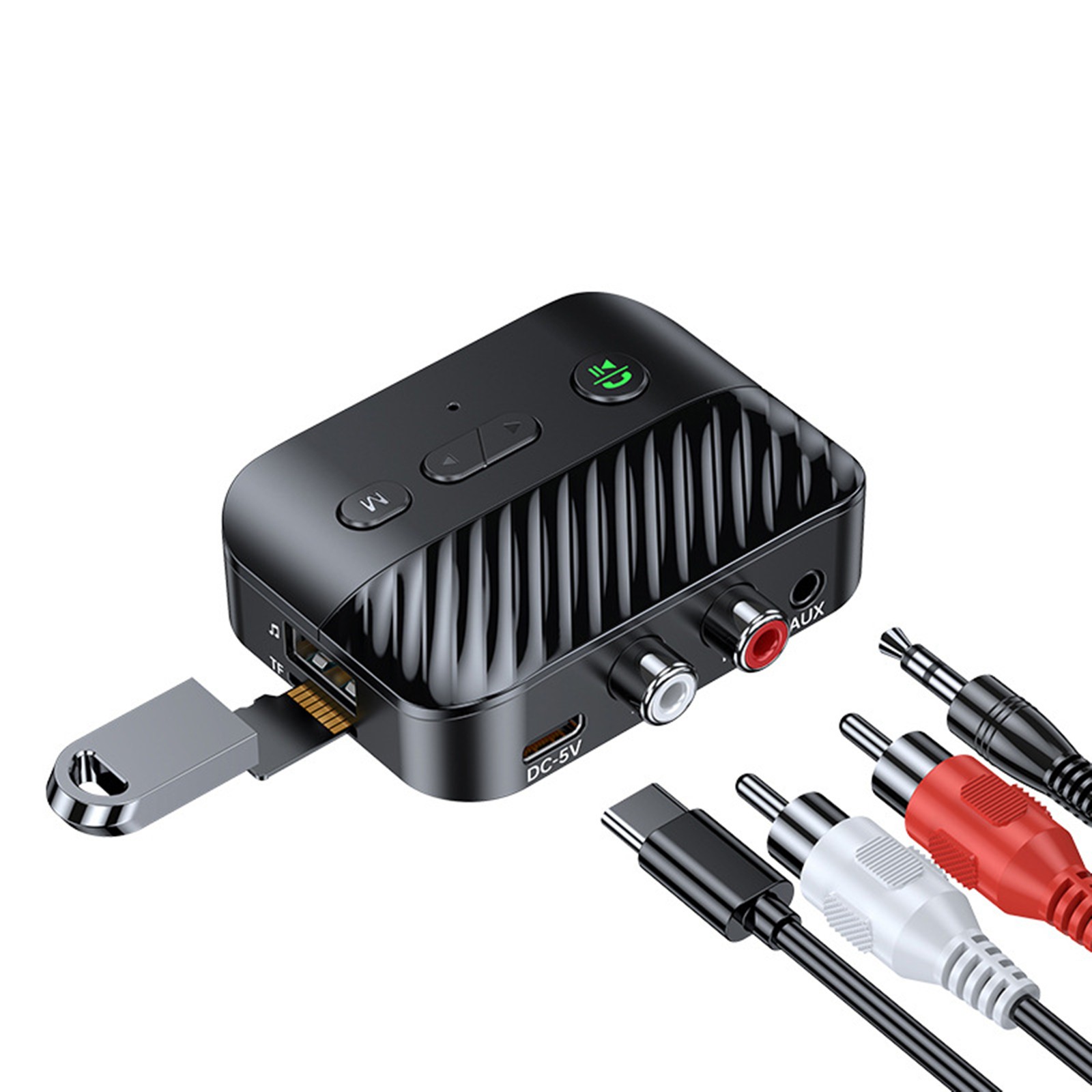 1 PC Bluetooth 5.3 Receiver Wireless 3.5mm AUX to 2 RCA USB Audio Adapter