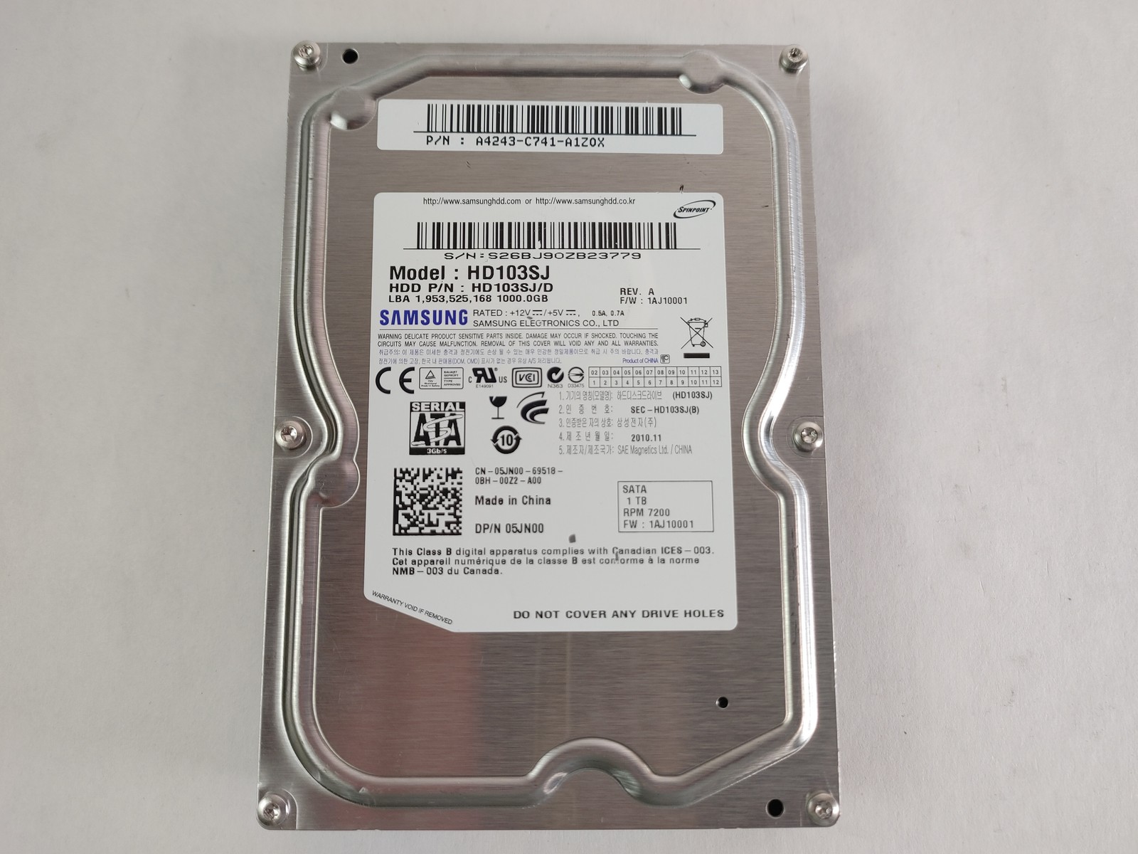 Samsung SpinPoint F3 HD103SJ 1 TB 3.5 in SATA II Desktop Hard Drive