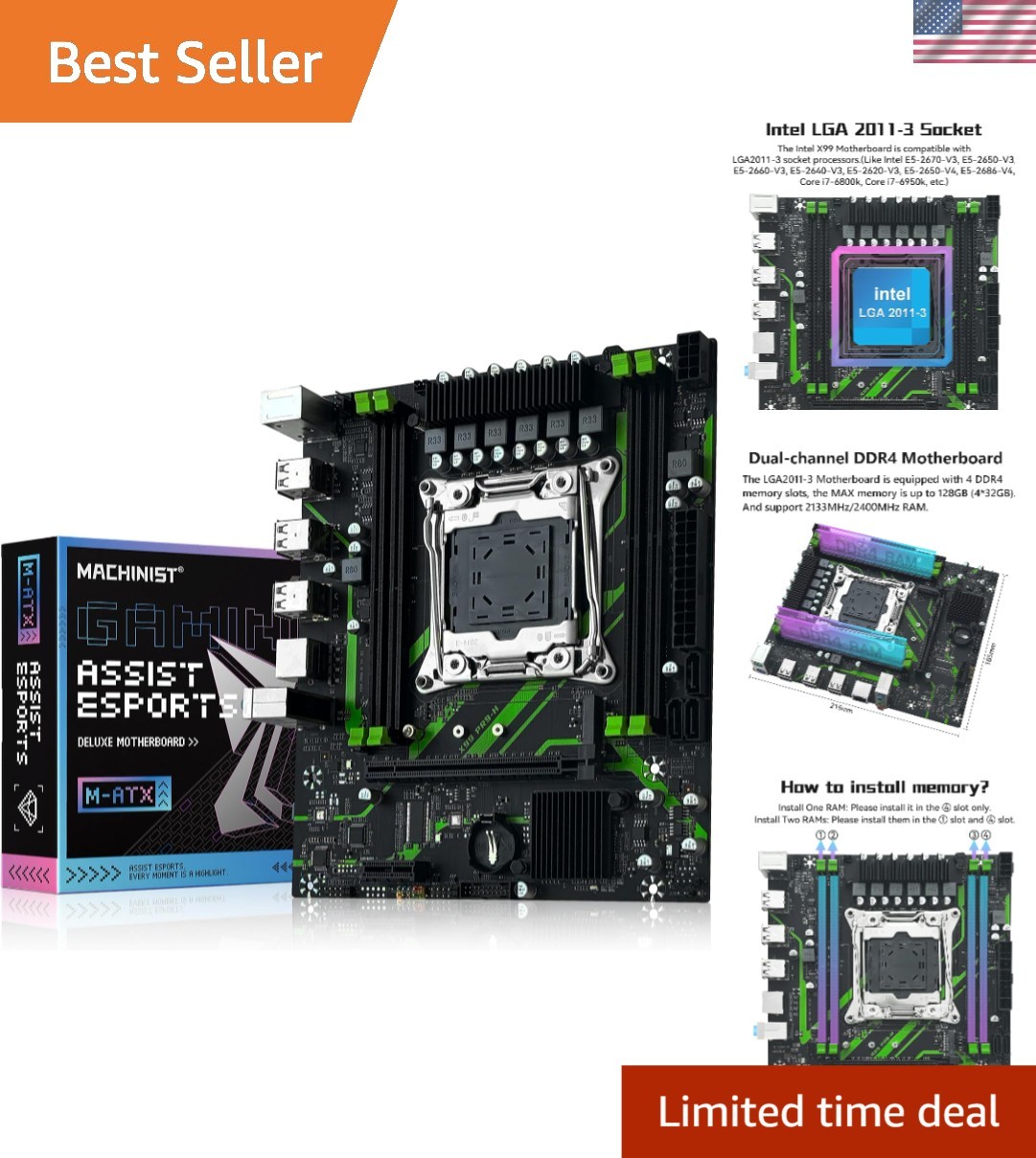 MACHINISIT LGA 2011-3 X99 Motherboard – Gigabit LAN, Rich Interfaces & Stability