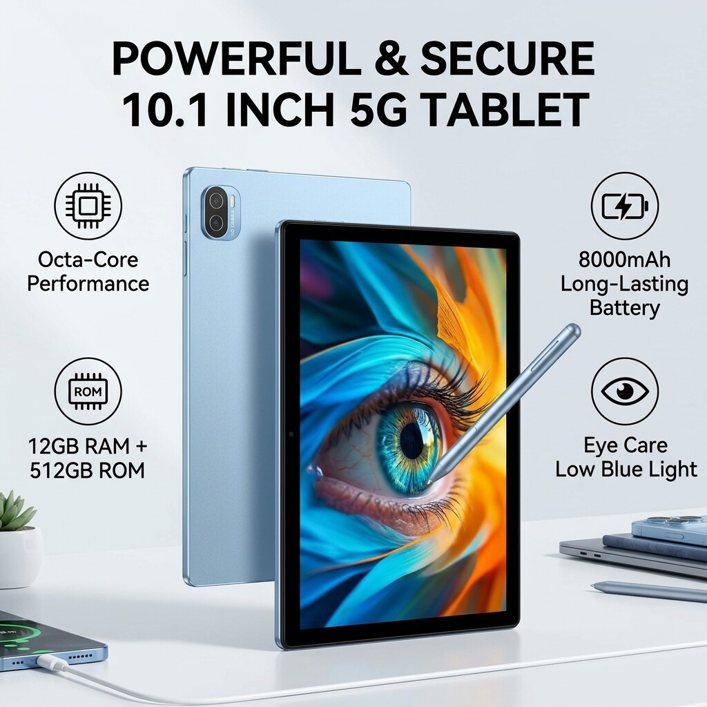 10.1” Snapdragon 870 Tablet 14 12GB RAM 512GB ROM Dual Band WiFi Blueto