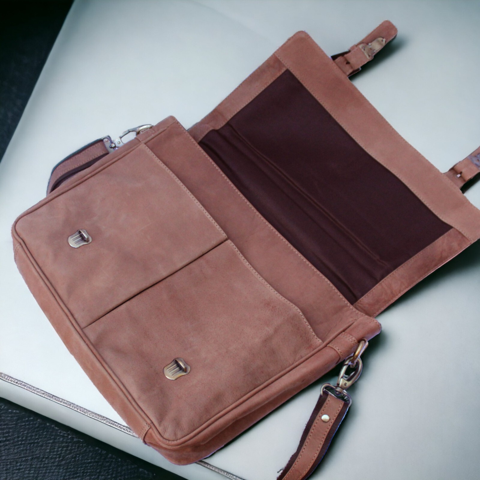 STARHIDE 15.5″ Laptop Genuine Distressed Hunter Leather Top Handle Shoulder Bag