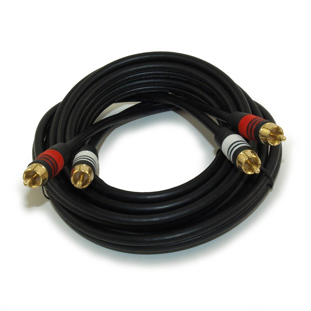 10ft 2 Wire RCA Premium Component Audio Cables 24K Gold Plated Black