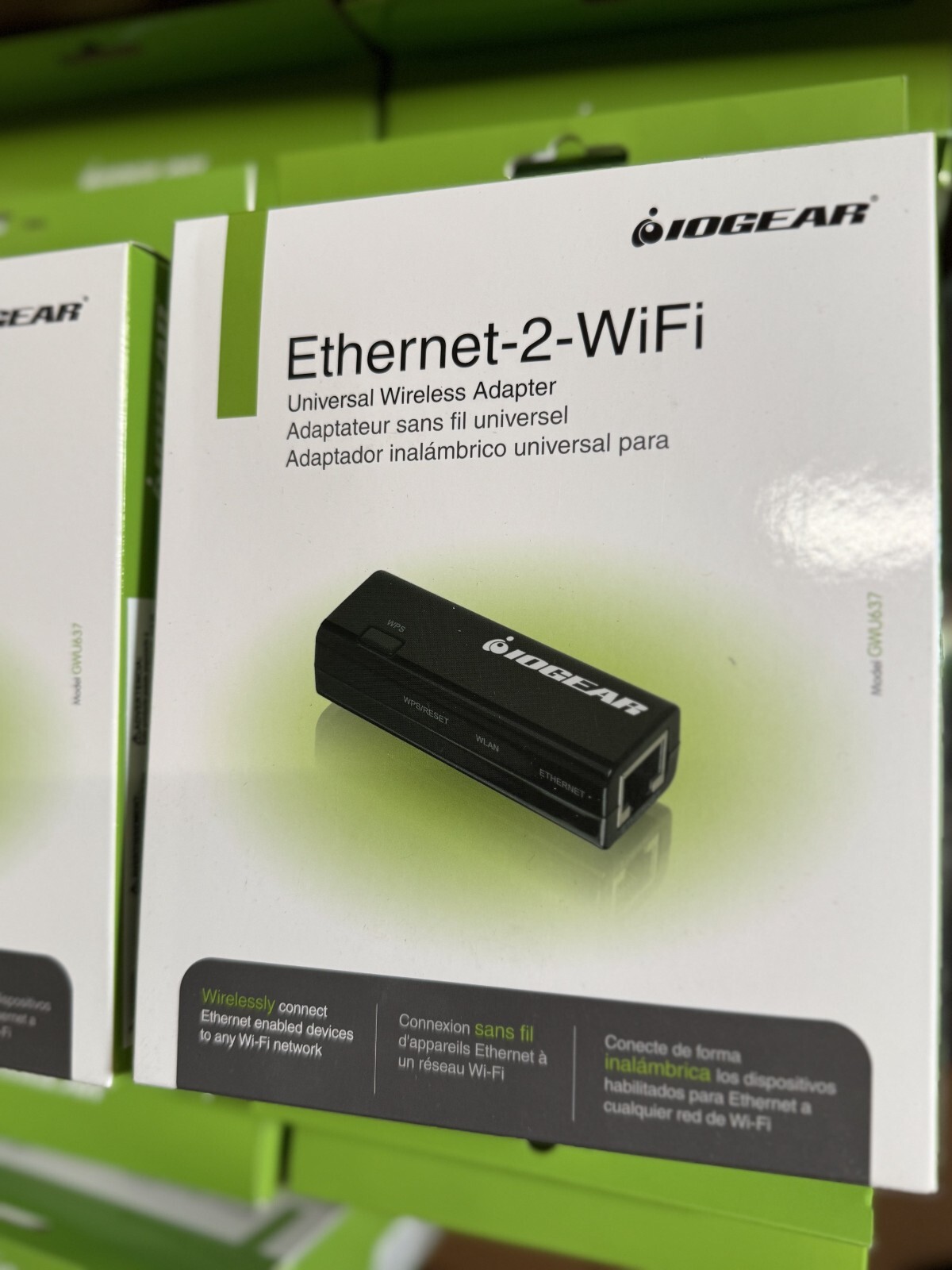IOGEAR Ethernet-2-WiFi Universal Wireless Adapter, GWU637 Black New Sealed