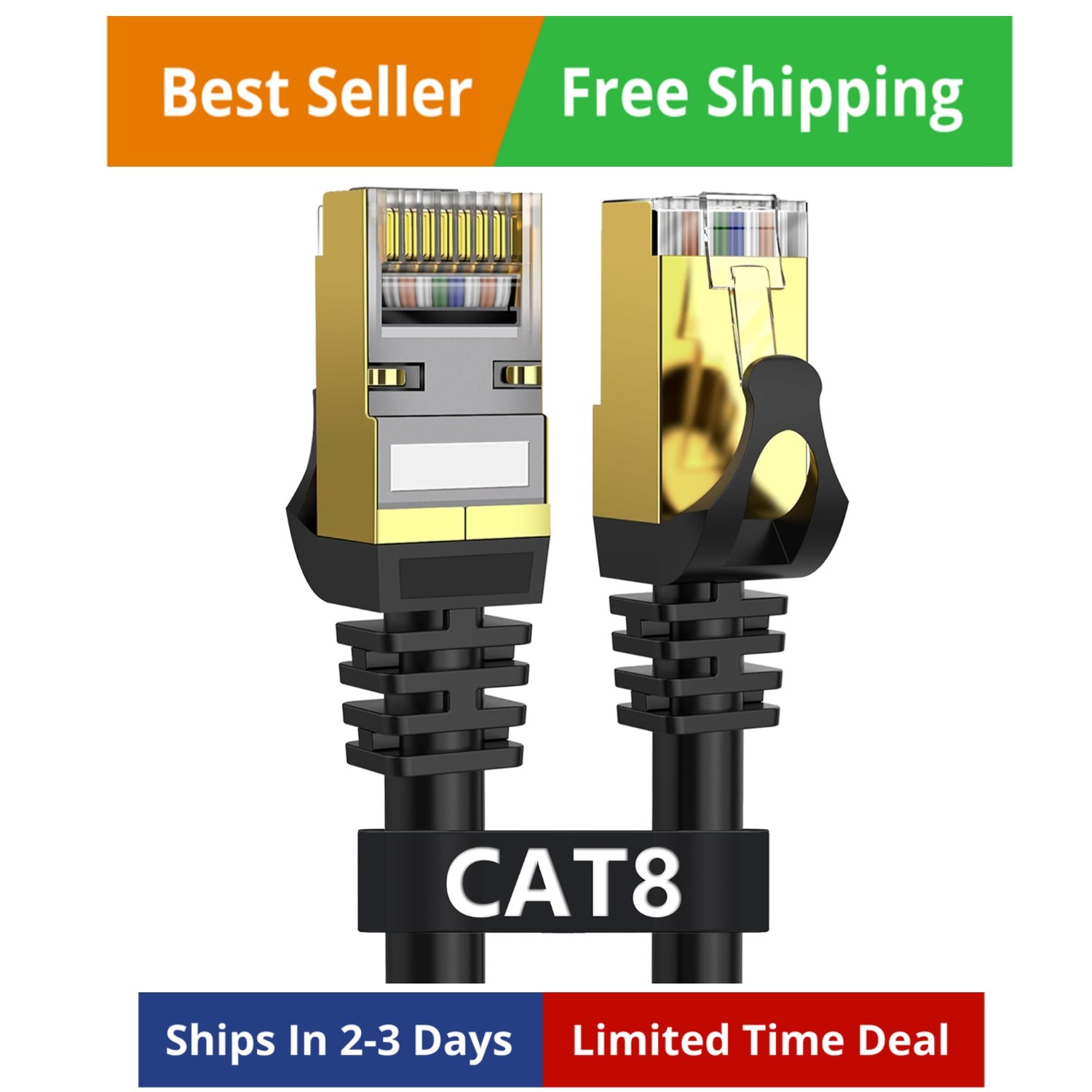 Cat 8 Ethernet Cable 25 ft Shielded, Indoor&Outdoor, Heavy Duty High Speed Di…