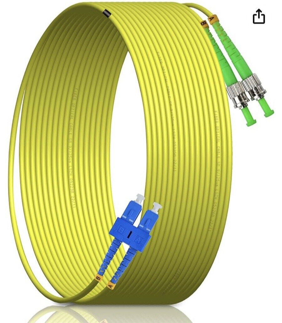 XWYWX 30M/99FT SC/UPC to ST/APC SM DX LSZH 3.0mm Indoor Fiber Optic Patch Cord