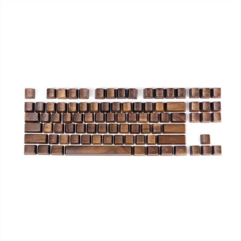 60/87/108Keys Black Walnut Wood Keycaps OEM Height for Mechanical Keyboard Boxed