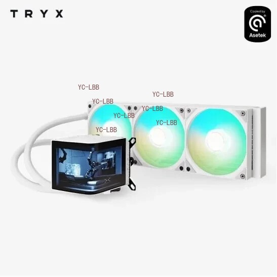 TRYX PANORAMA 360mm ARGB White Liquid Cooler With Curved Amoled Display Asetek 8