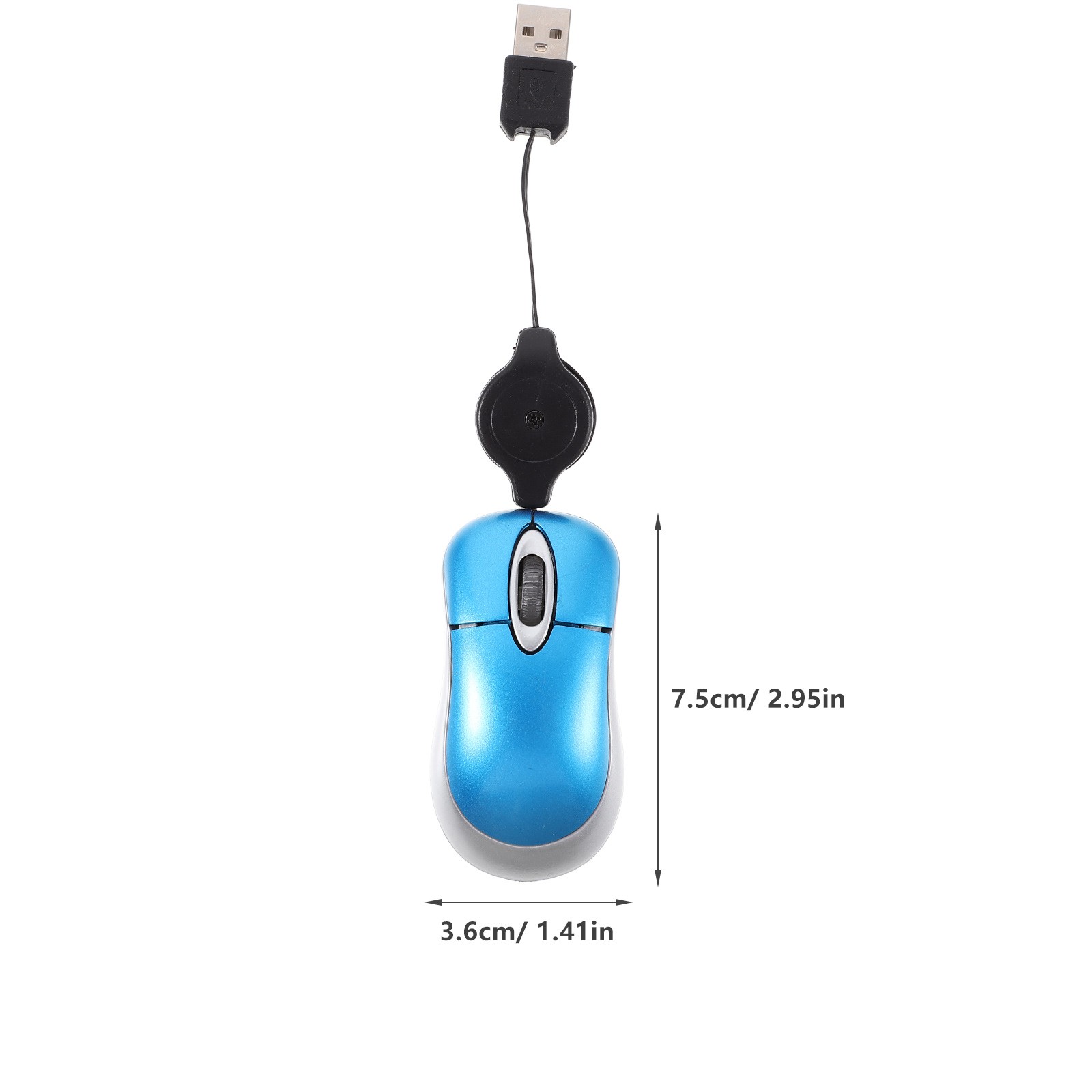 Mini Compact Travel Optical Mouse Retractable Cord Plug and Play for Windows New