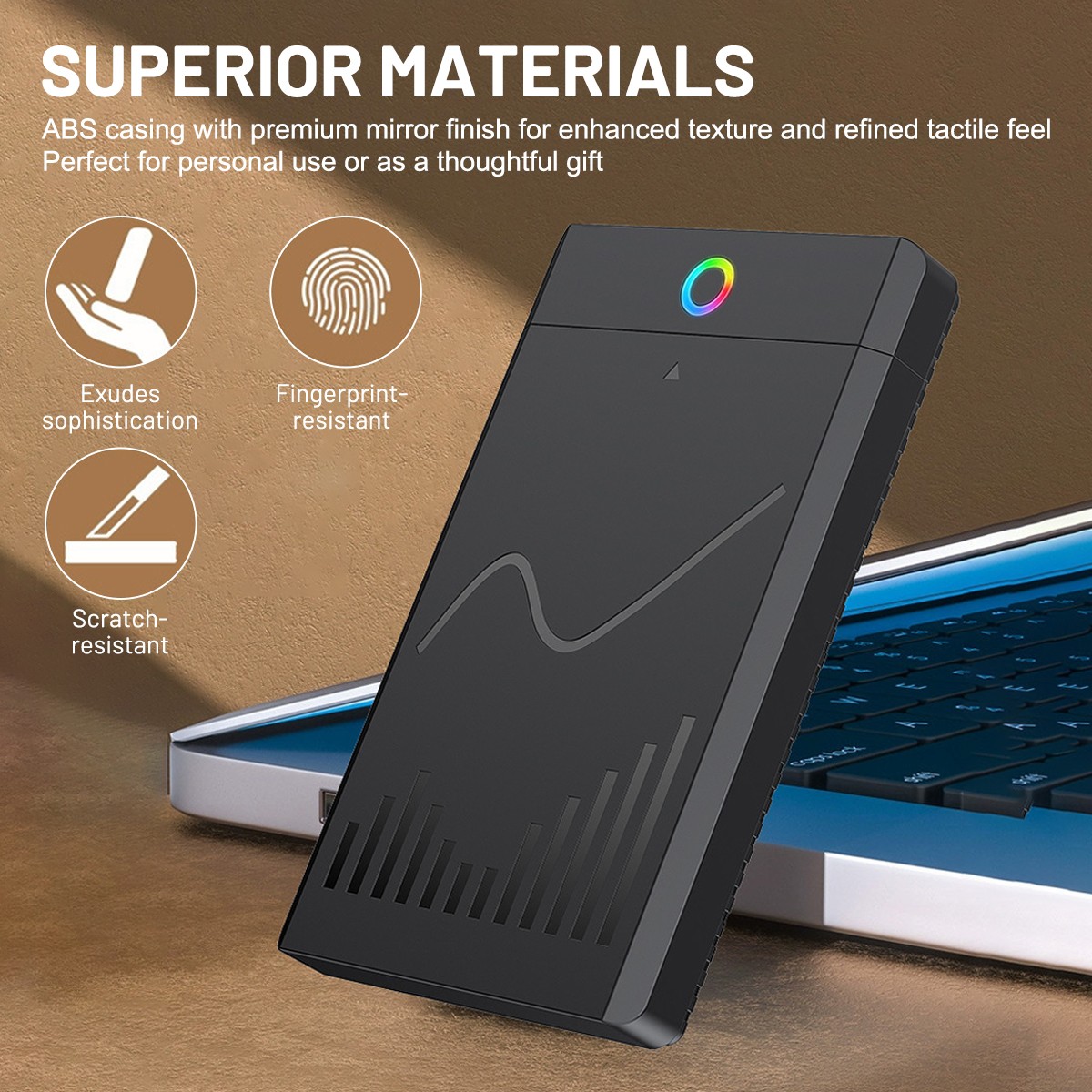 2.5 inch USB 3.1 Type-C SATA 3.0 SSD HDD Enclosure RGB External Hard Drive Case