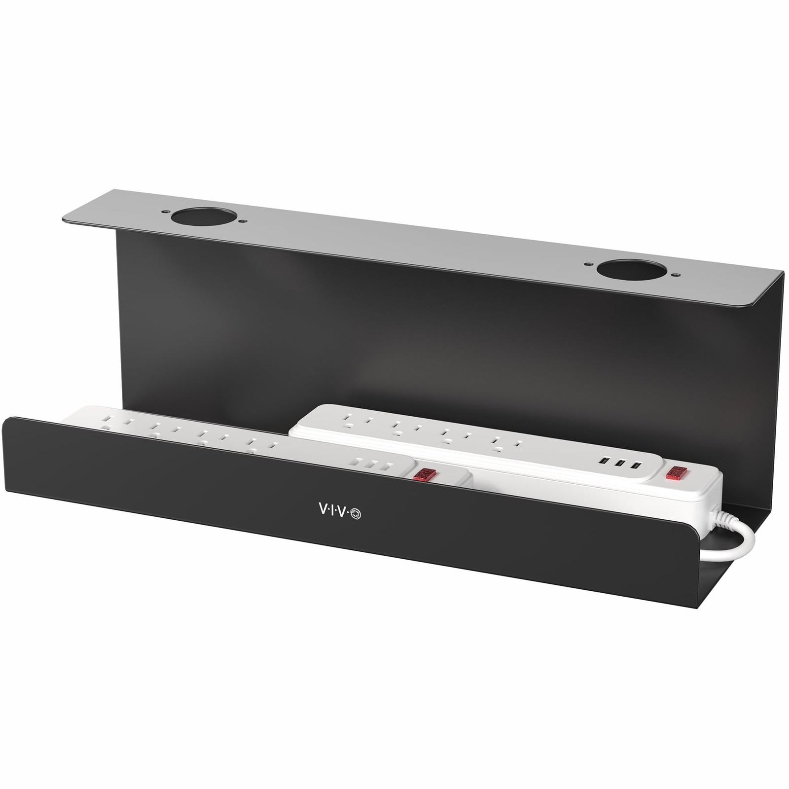 VIVO Under Desk 17 inch Extra Deep Cable Management Tray, Power Strip Holder