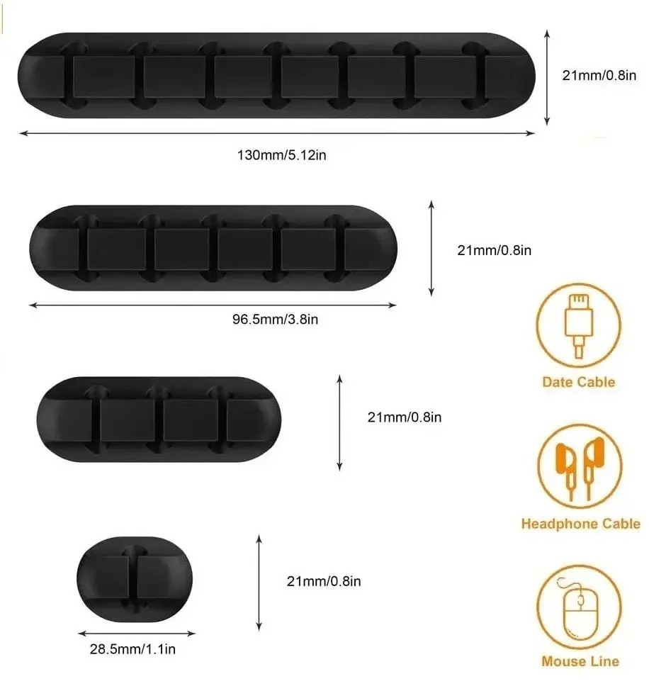 Cable Holder Clips Cable Management Cord Organizer Silicone USB Charging Cable
