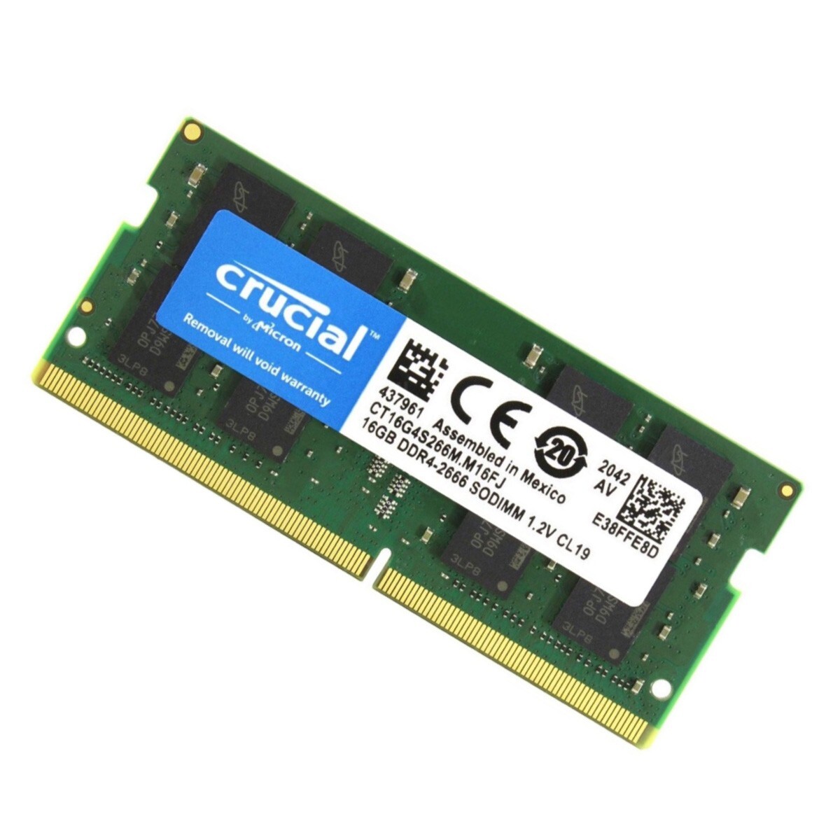 Crucial 32GB 2X16GB DDR4 2666MHz PC4-21300 Laptop SODIMM Memory Ram CT16G4S266M